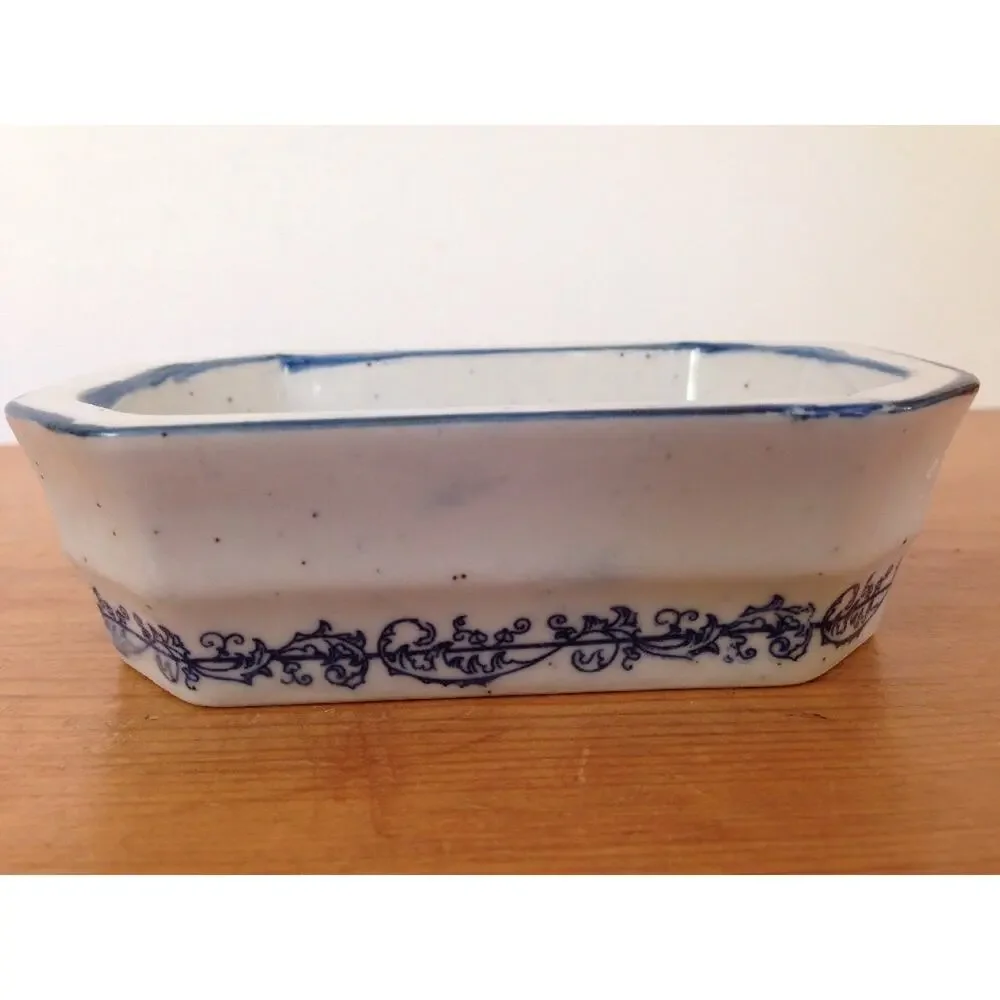 Vtg Japanese Stoneware French Country Floral Porcelain Bathroom Bar Soap Dish